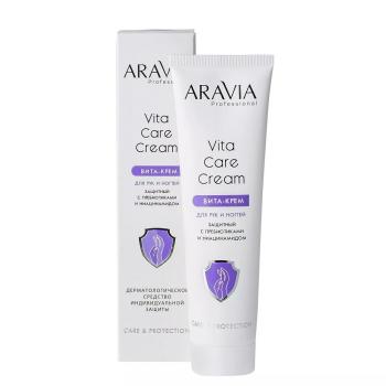 Вита-крем для рук и ногтей защитный с пребиотиками и ниацинамидом Vita Care Cream (Aravia)