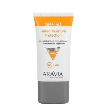 Солнцезащитный крем для лица с тонирующим эффектом Tinted Moisture Protection SPF 50 Aravia 50 мл