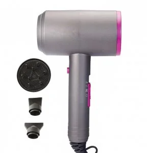 Профессиональный салонный ионный фен с 3 насадками, цвет розовый