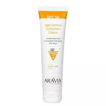 Солнцезащитный анти-возрастной крем для лица Age Control Sunscreen Cream SPF 50 Aravia 100мл