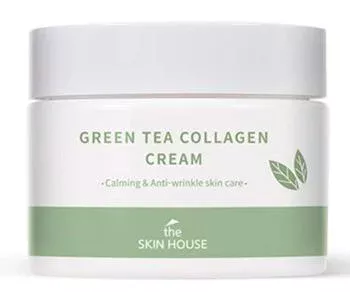 Успокаивающий крем на основе коллагена и экстракта зелёного чая Green Tea Collagen Cream The Skin House