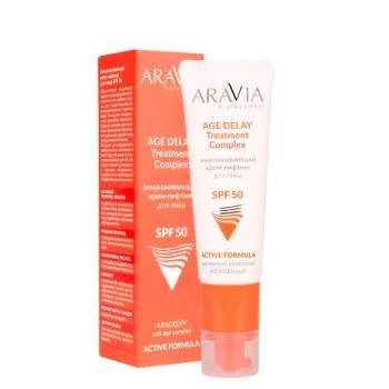 Омолаживающий крем-лифтинг для лица SPF AGE DELAY TREATMENT COMPLEX SPF 50 Aravia 50 мл