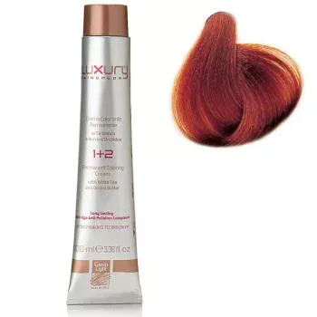 Стойкая крем краска Медный красный блондин 7.46 LuxuryHair Color Copper Red Blond 7.46 Green Light 100 мл