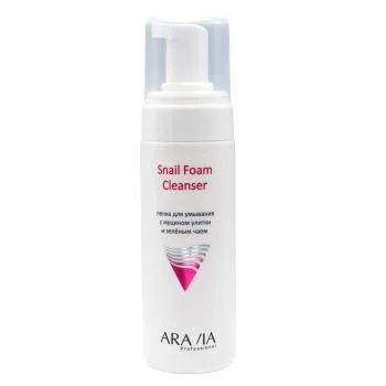Пенка для умывания с муцином улитки и зелёным чаем Snail Foam Aravia