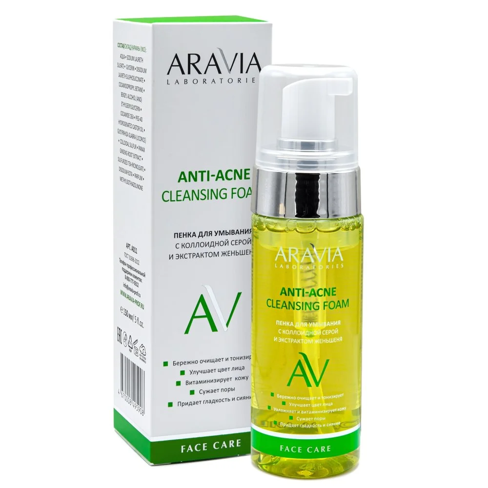 Пенка для умывания с коллоидной серой и экстрактом женьшеня Anti-Acne Cleansing Foam
