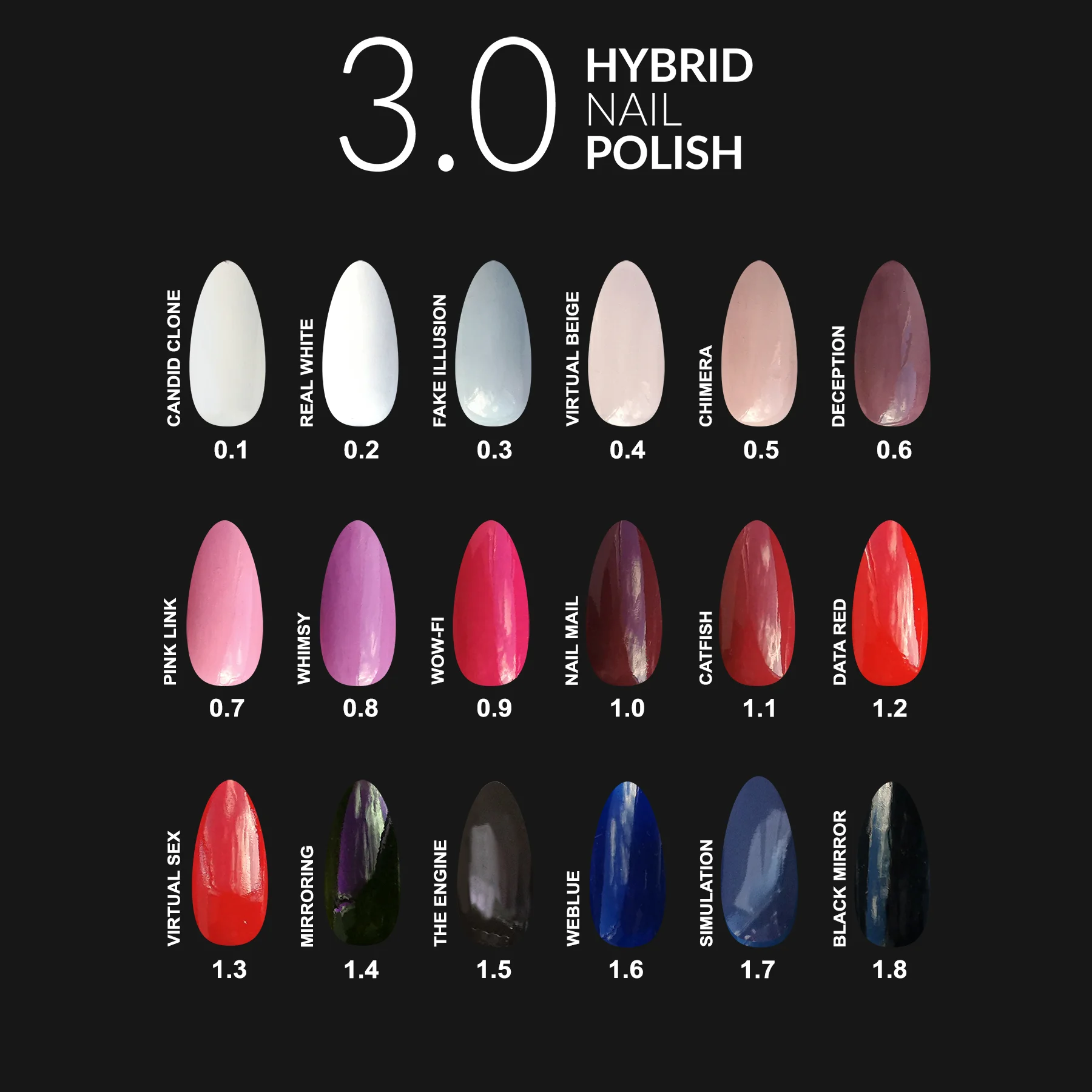 Лак для ногтей цветной 3.0 Hybrid Nail Polish
