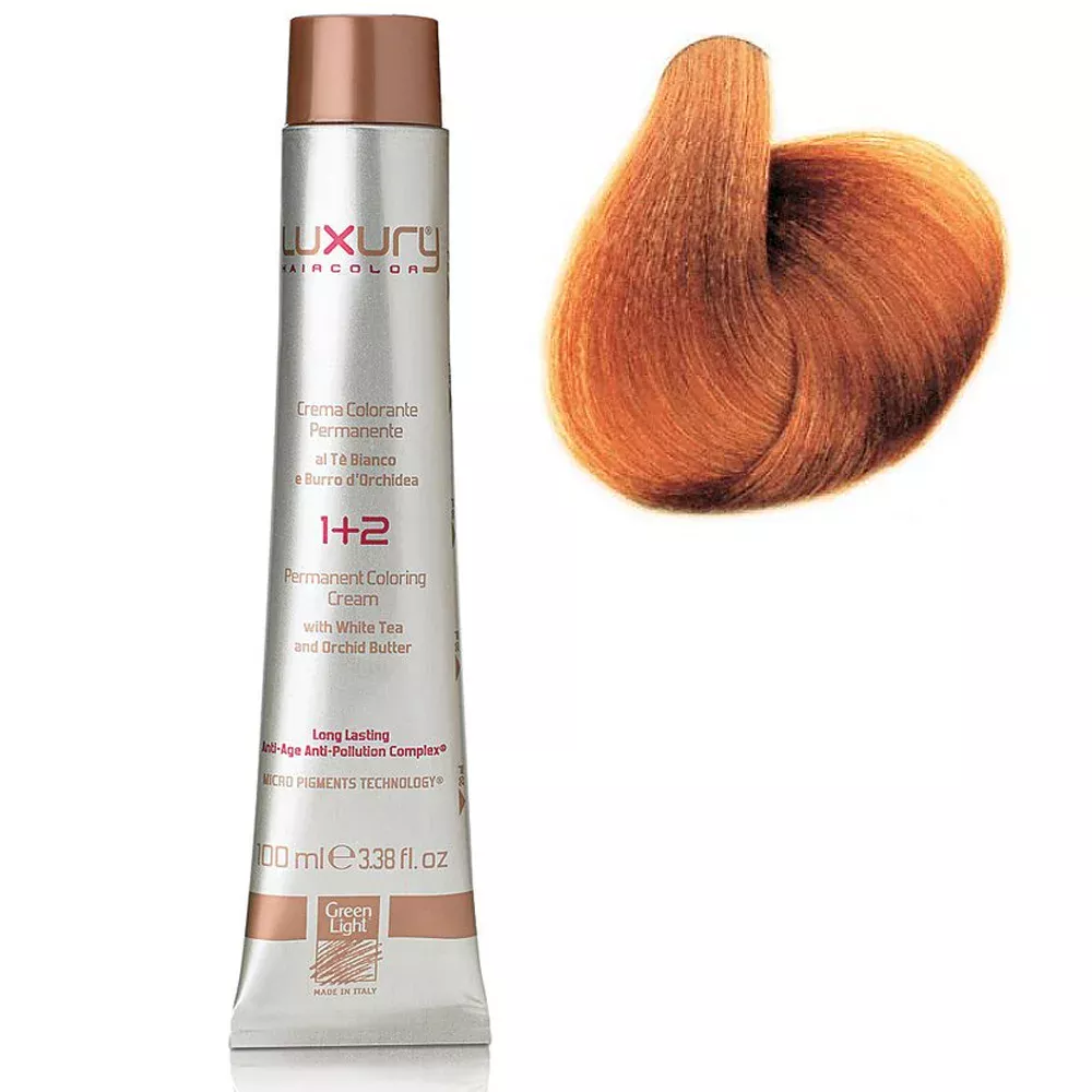 Стойкая крем-краска Очень светлый золотой медный блондин 9.34 Luxury Hailr Color Very Light Cgolden Copper Blond 9.34