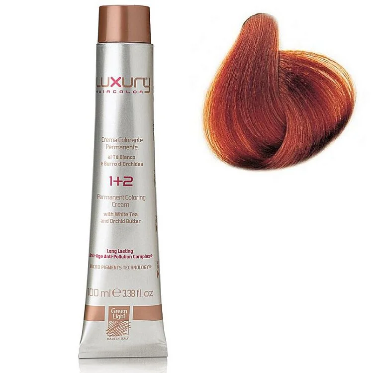 Стойкая крем-краска Глубокий медный блондин 7.44 Luxury Hair Color Deep Copper Blond 7.44