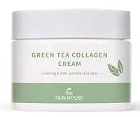 Успокаивающий крем на основе коллагена и экстракта зелёного чая Green Tea Collagen Cream The Skin House