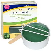 Горячий воск в круглой металлической упаковке -  зеленый - Алое Вера Beauty Image