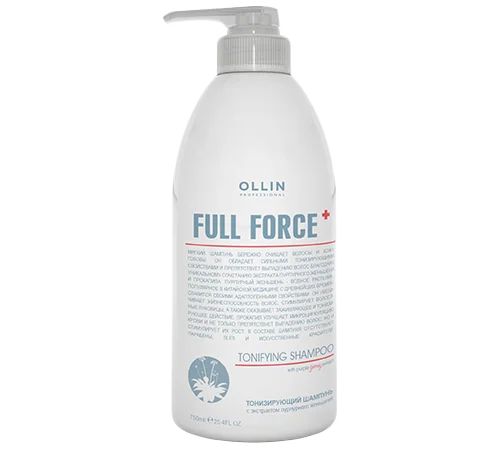 Тонизирующий шампунь с экстрактом пурпурного женьшеня Ollin Full Force (725713, 300 мл)