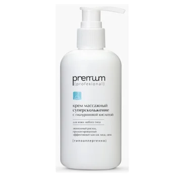 Массажный крем для лица и шеи Суперскольжение с гиалуроновой кислотой Premium 250 мл
