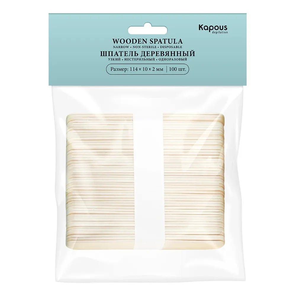 Шпатель деревянный узкий, 114*10*2 мм