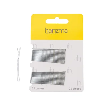Невидимки 50 мм волна серебро Harizma 24 шт