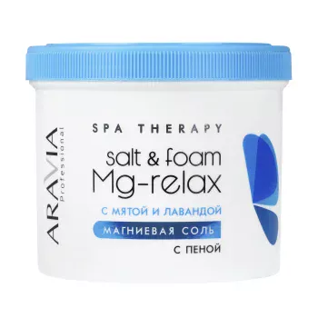 Магниевая соль с пеной Salt Foam Mg-Relax с мятой и лавандой Aravia 550 мл