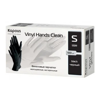 Виниловые перчатки неопудренные, нестерильные Vinyl Hands Clean Black Kapous