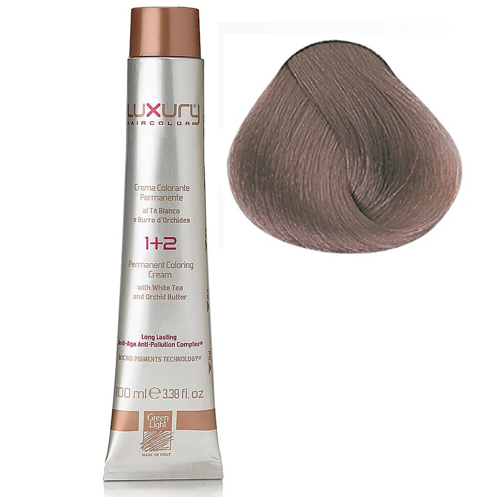Стойкая крем-краска Светлый фиолетовый блондин пепельный 8.21 Luxury Hair Color Light Irisè Ash Blond