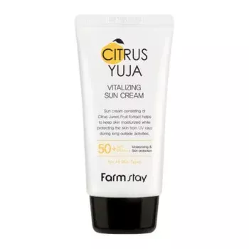 Солнцезащитный крем SPF50+ Citrus Yuja Vitalizing Sun Cream FarmStay 70 г