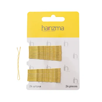 Невидимки 50 мм волна золото Harizma 24 шт