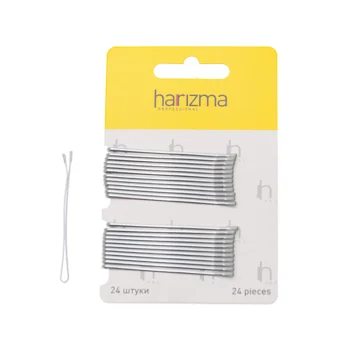Невидимки 60 мм прямые серебро Harizma 24 шт