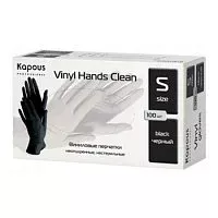 Виниловые перчатки неопудренные, нестерильные Vinyl Hands Clean Black Kapous