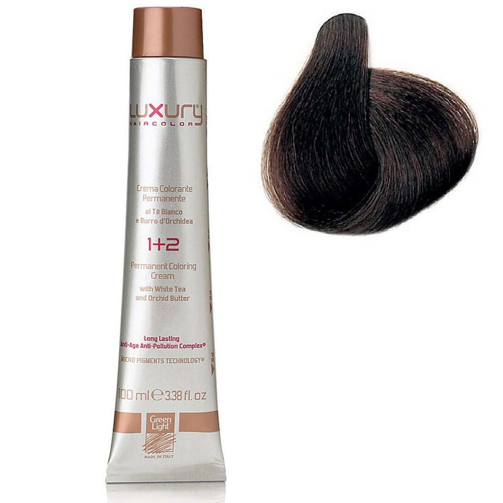 Стойкая крем-краска Светлый матовый каштан 5.7 Luxury Hair Color Light Mat Brown 5.7 крем для разглаживания завитка love hair smoother