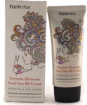 Многофункциональный ББ крем с экстрактом улитки SPF50+/PA+++ FarmStay 50 г