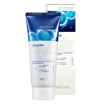 Увлажняющая интенсивно очищающая пенка с коллагеном Collagen Water Full Moist Deep Cleansing Foam FarmStay 180 мл