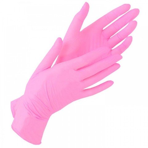Розовые нитриловые перчатки Safe and Care размер S