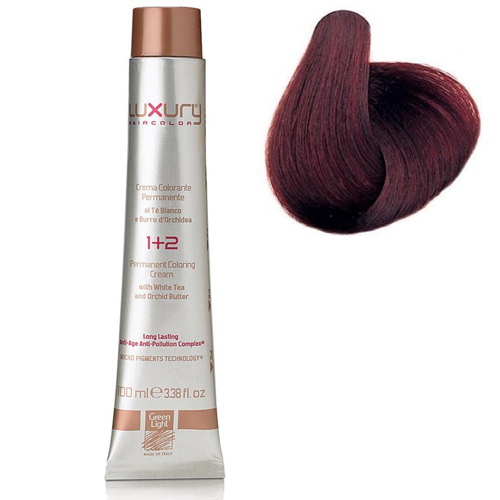 Стойкая крем-краска Светлый махагоново-красный каштан 5.56 Luxury hair Color Light Mahogany Red Brown 5.56