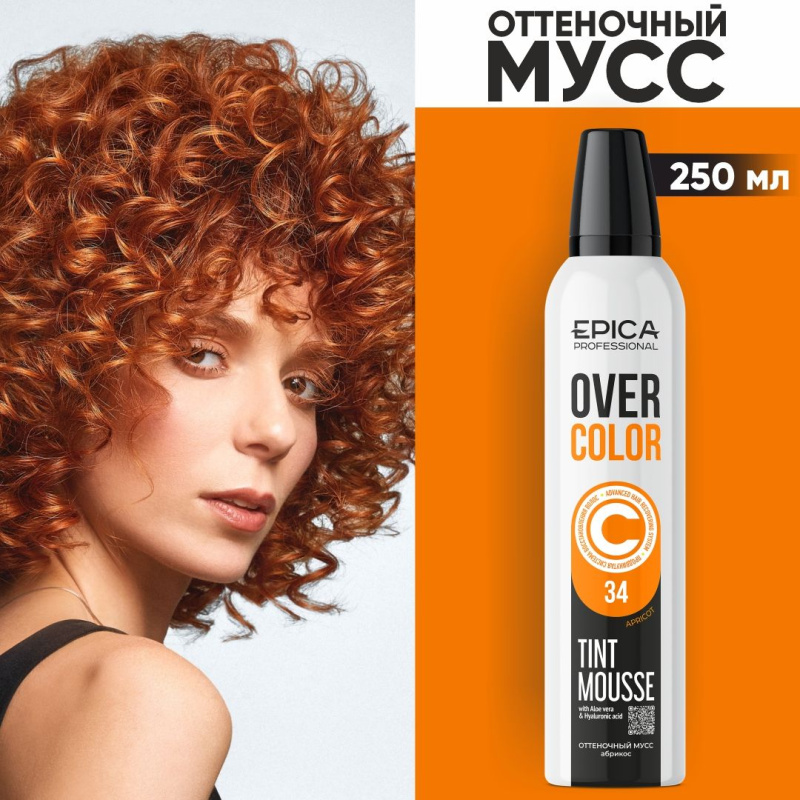 Оттеночный мусс для волос Overcolor (913157, 34, абрикос, 250 мл) белита м несмываемый мусс увлажнение с эффектом легкой фиксации для ослабленных волос baobeauty 150