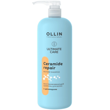 Восстанавливающий шампунь для волос с церамидами Ultimate Care (Ollin Professional)