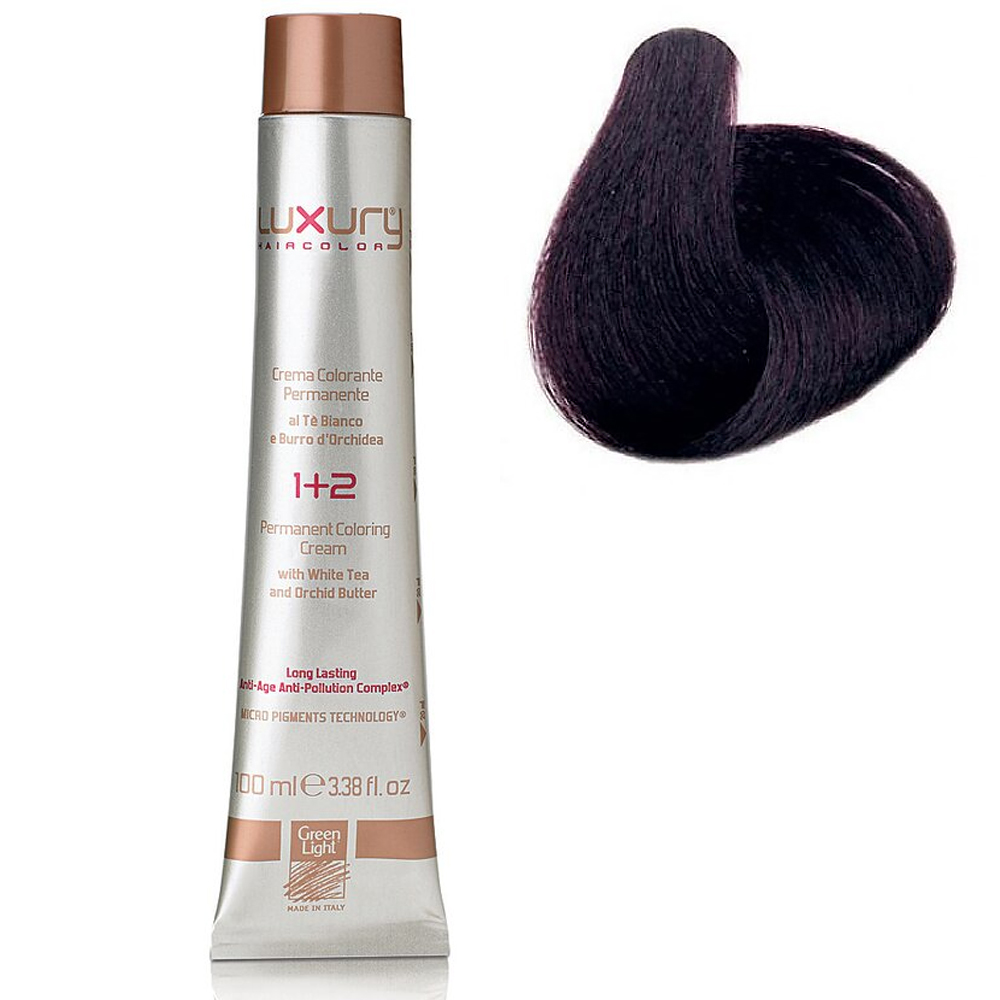 

Стойкая крем-краска Темный фиолетовый каштан 2.2 Luxury Hair Color Darkest Iris Brown 2.2