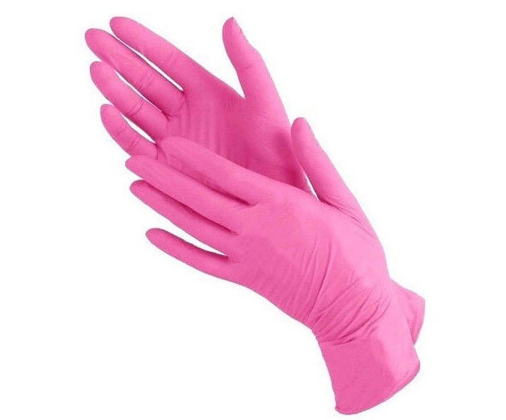 Розовые нитриловые перчатки S пестисы звёзды розовые шт