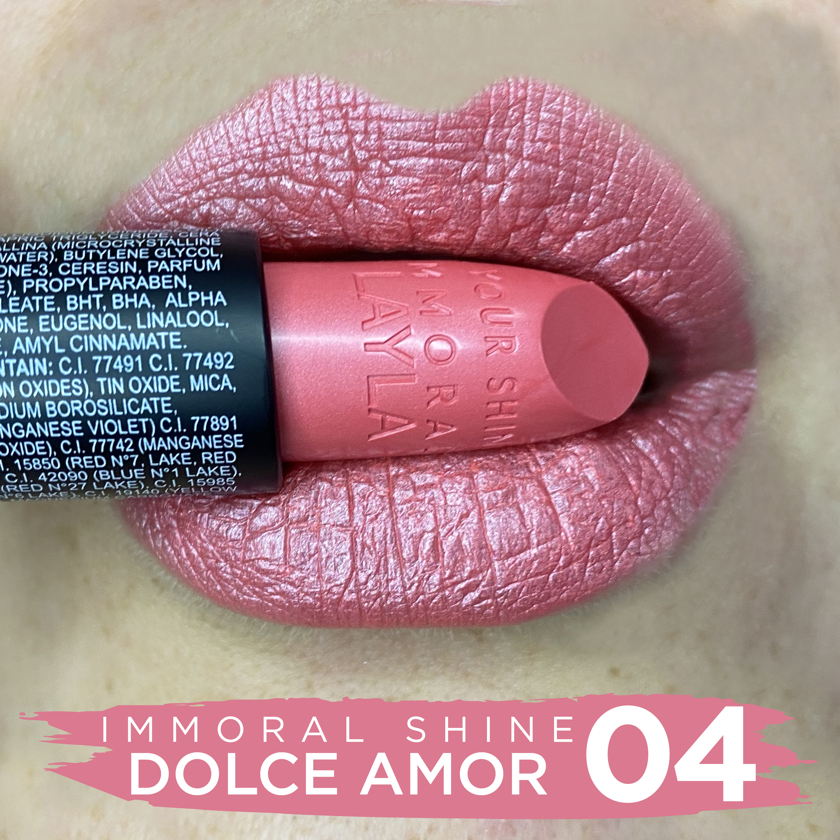 Помада для губ блестящая Immoral Shine Lipstick (2247R24-004, N.4, Dolce Amor, 4 г)