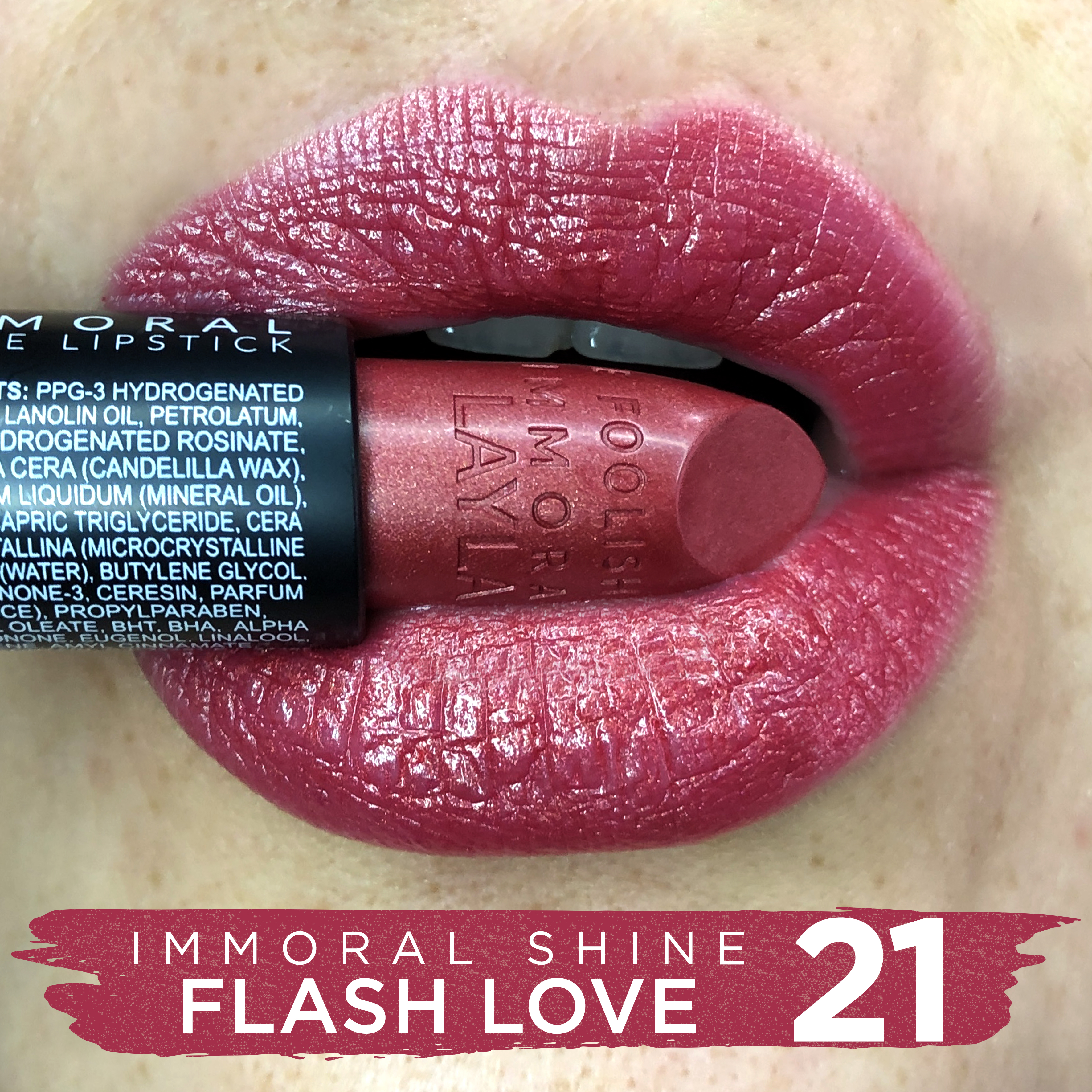 Помада для губ блестящая Immoral Shine Lipstick (2247R24-021, N.21, Flashlove, 4 г)