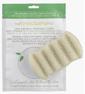Спонж для мытья тела 6 Wave Body Konjac Sponge Green Clay