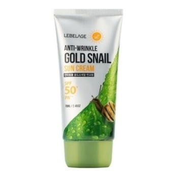 Солнцезащитный крем против морщин SPF50+ Anti-Wrinkle Gold Snail Sun Cream (Lebelage)