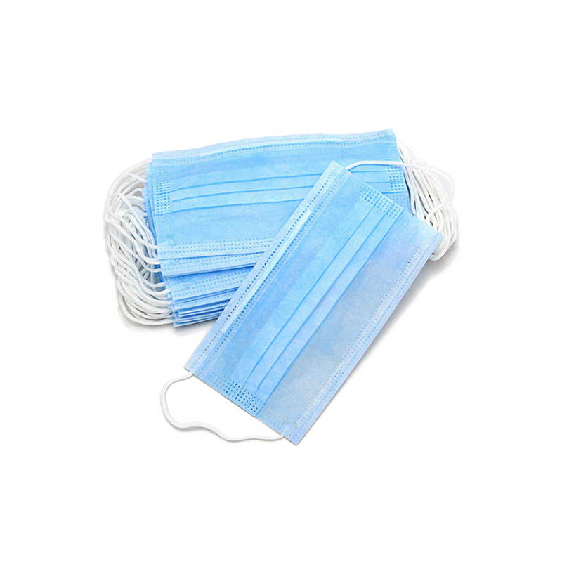 Голубая 3-х слойная маска на резинках (602-708, 100 шт) пеленка впитывающая пижон многоразовая 40х30 см голубая 1 шт