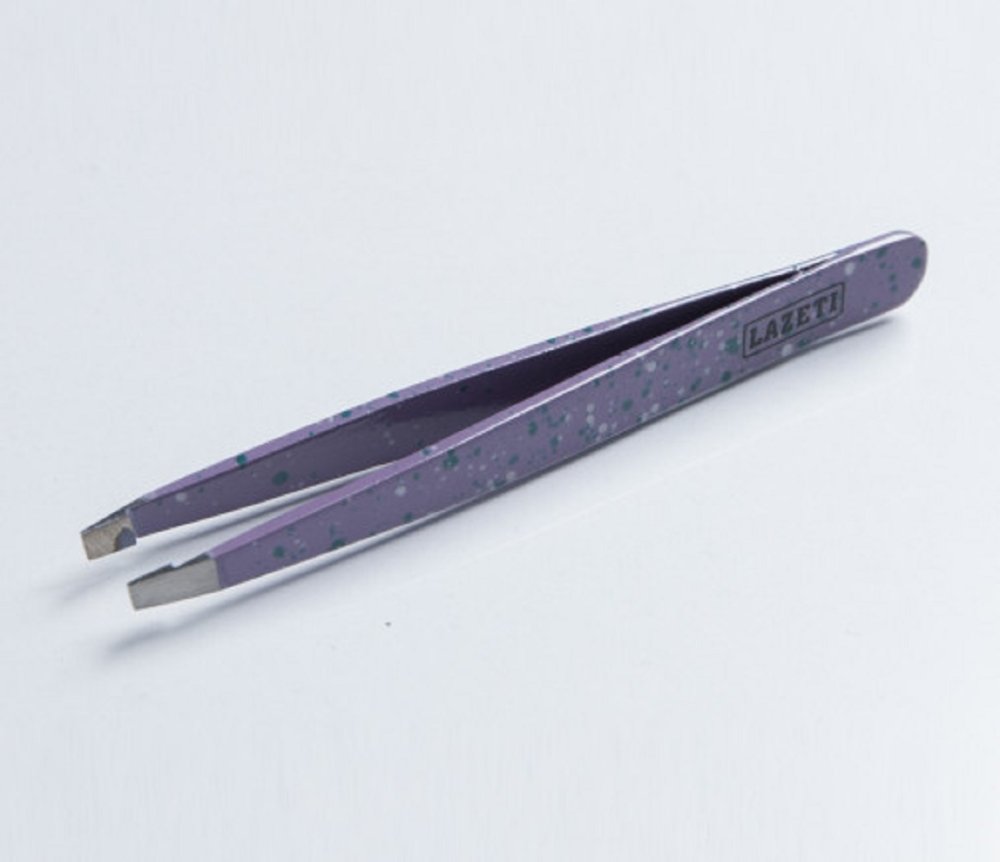Пинцет 95 мм длина, скошенная рабочая кромка (принт Фиолетовый с пятнами)