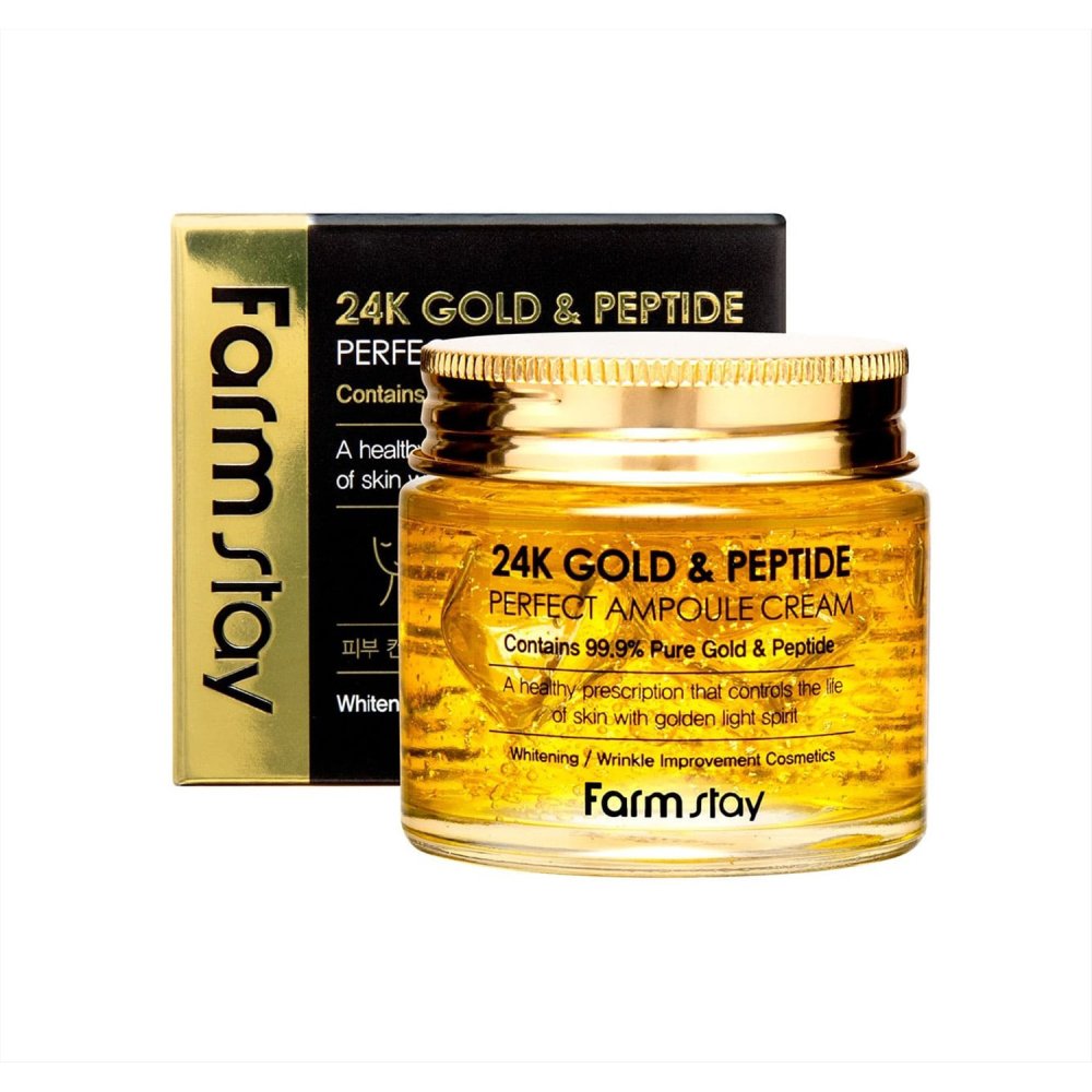 Ампульный крем с золотом и пептидами 24K Gold & Peptide Perfect Ampoule Cream ample n концентрат ампульный омолаживающий с золотом 24к 24k gold shot ampoule 100 мл