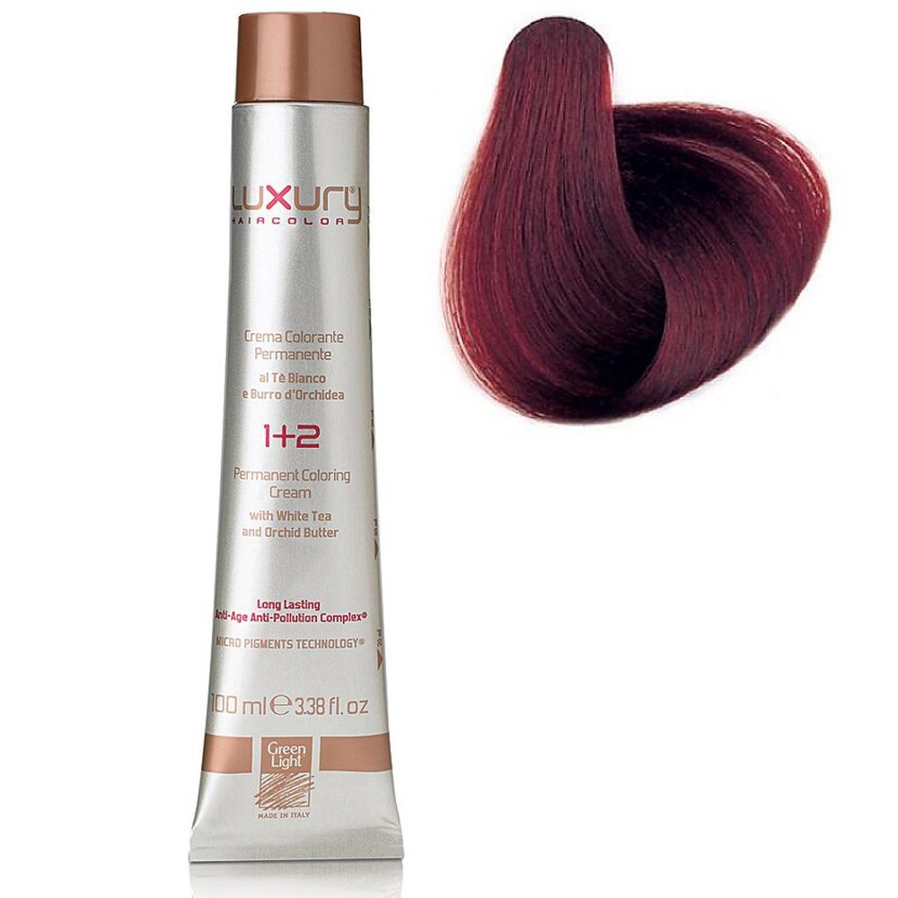 Стойкая крем-краска Светлый махагоновый фиолетовый блондин 8.52 Luxury Hair Color Light Mahogany Irisè Blond 8.52