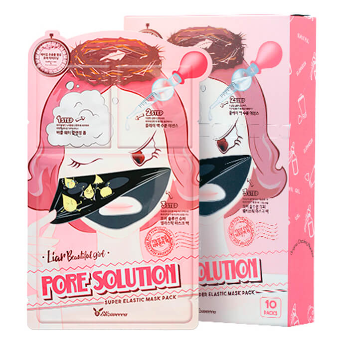 Трехступенчатая маска для лица для проблемной кожи Pore Solution Super Elastic Mask Pack