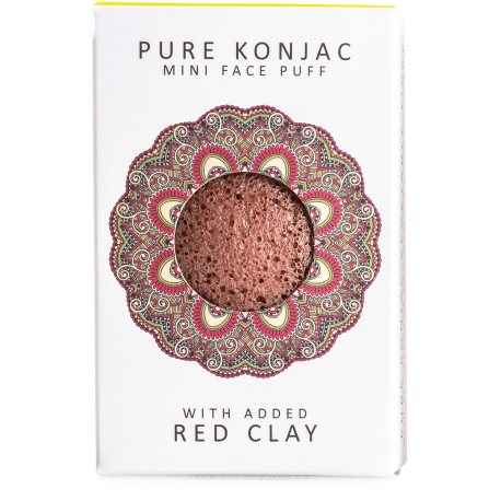 Мини-спонж для умывания лица Pure Konjac Mini Face Puff with Red French Clay