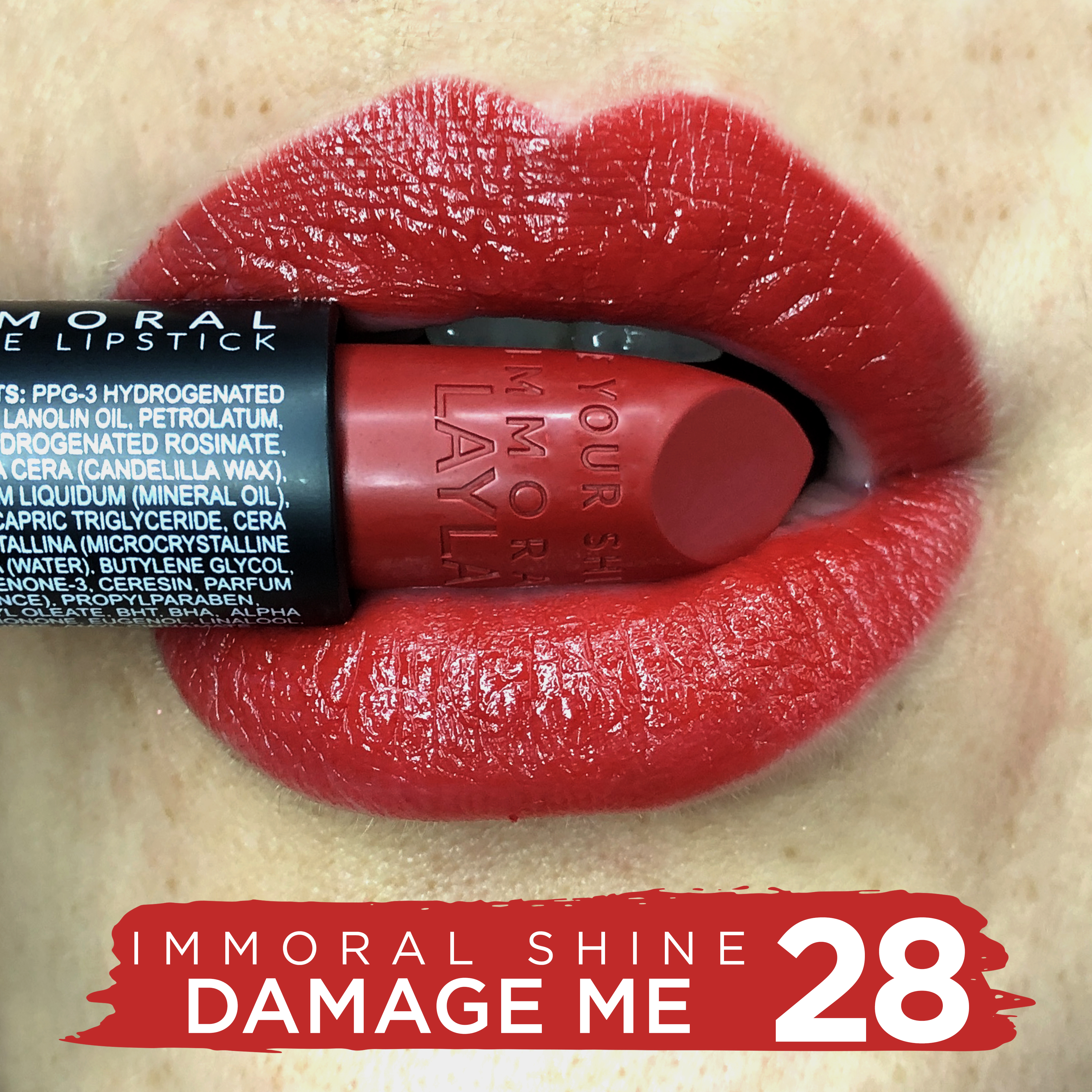 Помада для губ блестящая Immoral Shine Lipstick (2247R24-028, N.28, Damage Me, 4 г)