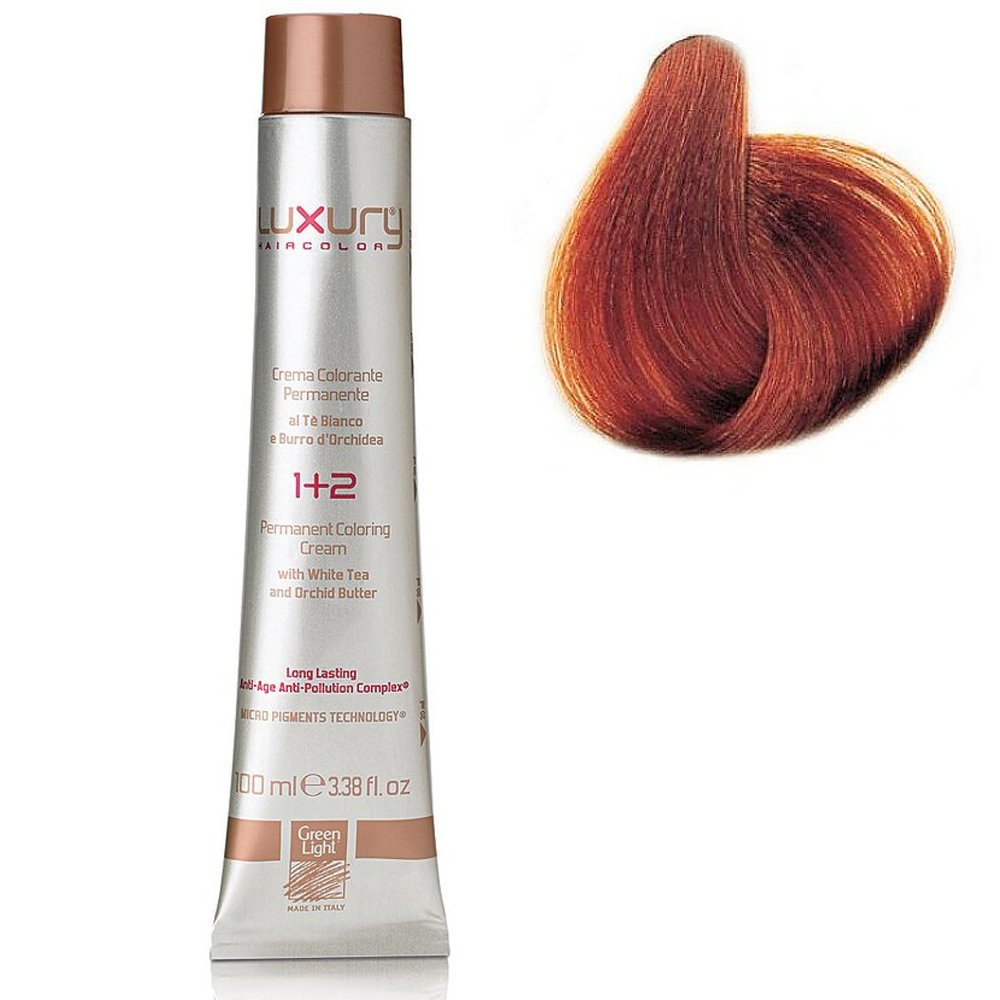 Стойкая крем-краска Глубокий медный блондин 7.44 Luxury Hair Color Deep Copper Blond 7.44