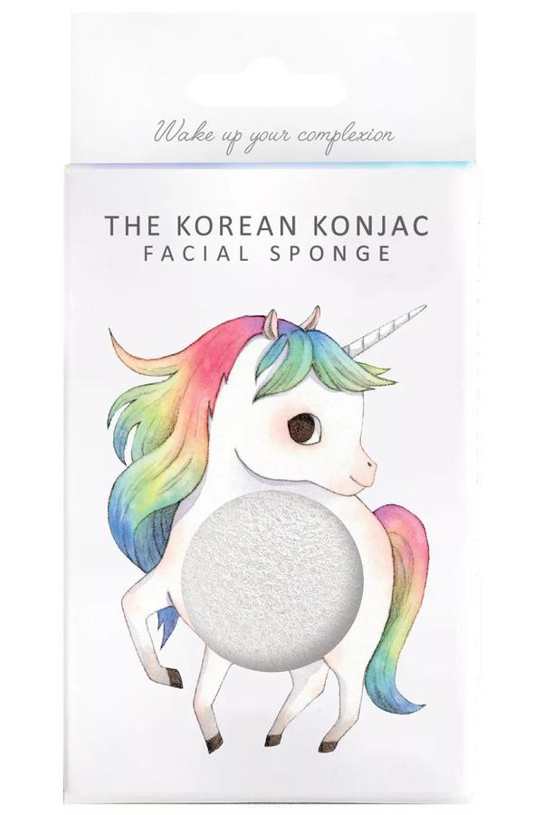 Спонж для умывания лица Konjac Sponge Unicorn Prancing White с крючком в комплекте