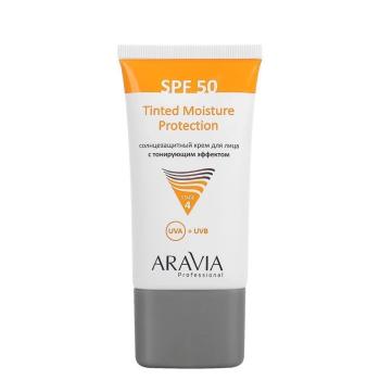 Солнцезащитный крем для лица с тонирующим эффектом Tinted Moisture Protection SPF 50 Aravia 50 мл