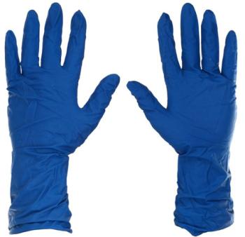 Перчатки одноразовые латексные, L, неопудренные, синие 1/10 (High Risk)