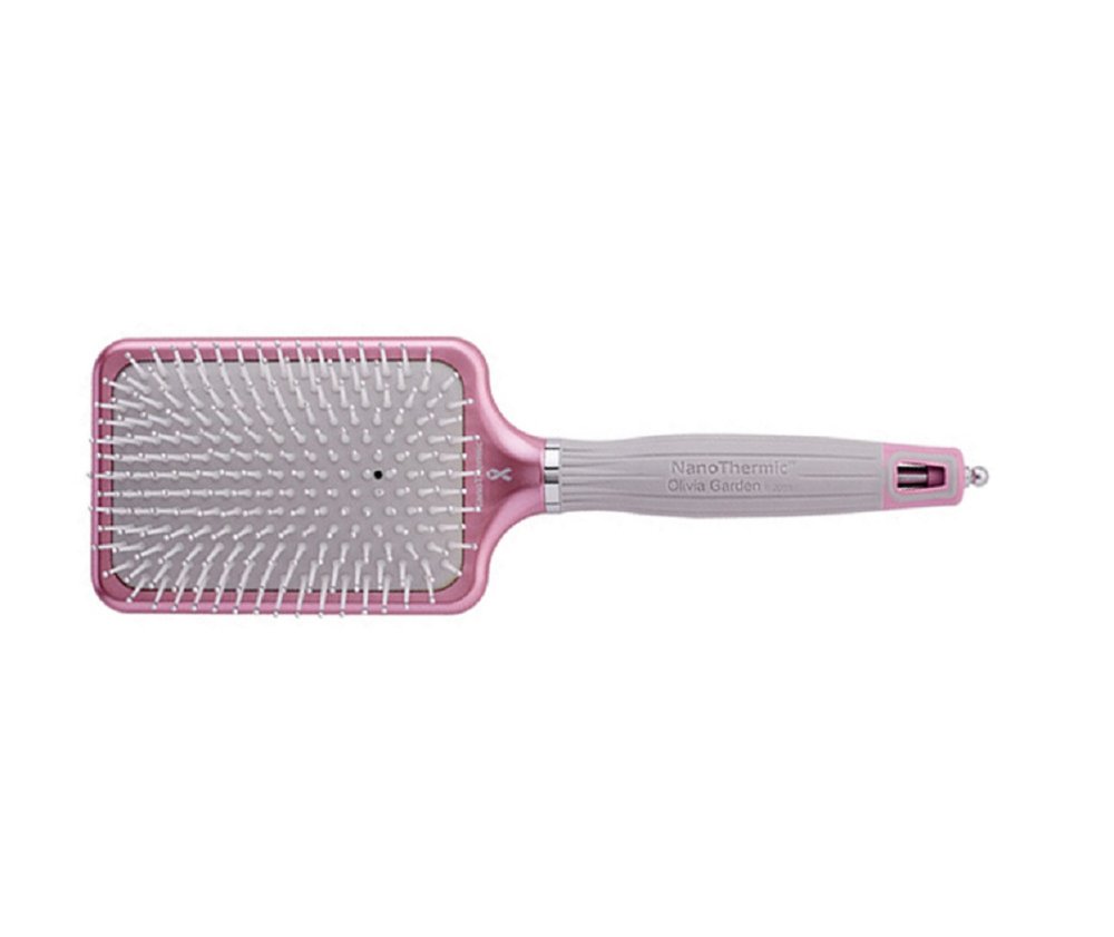 Широкая щетка для волос керамик + ион NanoThermic розовая/серая